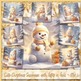 Cute Christmas Snowman with Gifts in Gold - Mix 1