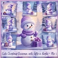 Cute Christmas Snowman with Gifts in Purple - Mix 1