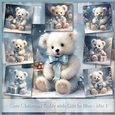 Cute Christmas Teddy with Gift In Blue - Mix 1