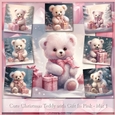 Cute Christmas Teddy with Gift In Pink - Mix 1