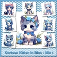Cartoon Kitten in Blue - Mix 1