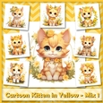 Cartoon Kitten in Yellow - Mix 1
