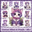 Cartoon Kitten in Purple - Mix 1