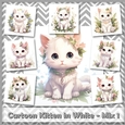 Cartoon Kitten in White - Mix 1