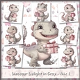 Dinosaur Delight in Gray - Mix 1