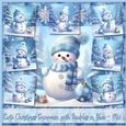 Cute Christmas Snowman with Baubles in Blue - Mix 1
