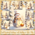 Cute Christmas Snowman with Baubles in Gold - Mix 1