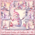 Cute Christmas Snowman with Baubles in Pink - Mix 1