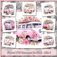 Floral VW Camper In Pink - Mix 1