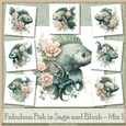 Fabulous Fish in Sage and Blush - Mix 1