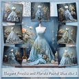 Elegant Frocks and Florals Pastel Blue Mix 1