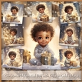 Christmas Melanated Boy with Gifts in Gold - Mix 2