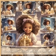 Christmas Melanated Girl with Gifts in Gold - Mix 1