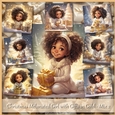Christmas Melanated Girl with Gifts in Gold - Mix 2