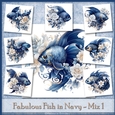Fabulous Fish in Navy - Mix 1