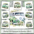 Floral VW Camper In Green - Mix 1