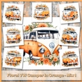 Floral VW Camper In Orange - Mix 1