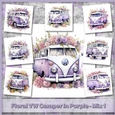 Floral VW Camper In Purple - Mix 1
