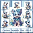 Cartoon Puppy in Blue - Mix 1