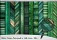 Glitter Stripes Paperpack in Rich Green - Mix 1