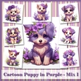 Cartoon Puppy in Purple - Mix 1