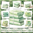 Stacks of Books in Pastel Green - Mix 1