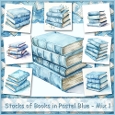 Stacks of Books in Pastel Blue - Mix 1
