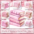 Stacks of Books in Pastel Pink - Mix 1