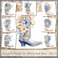 Cowgirl Florals In White and Blue - Mix 1
