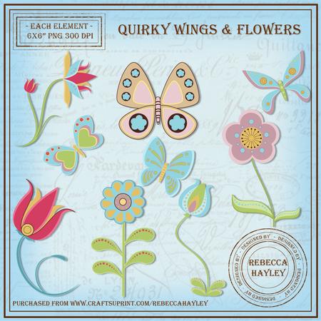Quirky Wings and Flowers