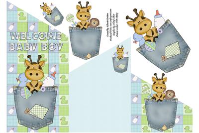 Welcome Baby Boy Giraffe in Pocket Cascade