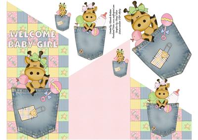 Welcome Baby Girl Giraffe in Pocket Cascade