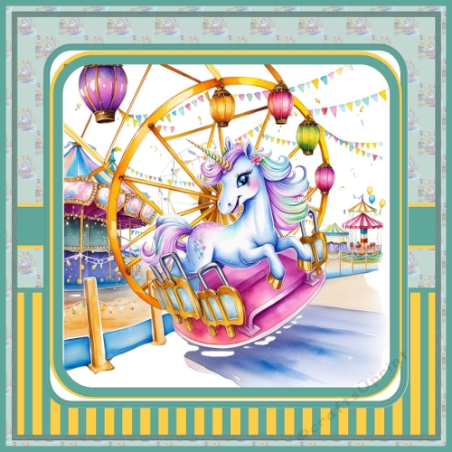 Unicorn on the Carousel Card Front and Pyramage