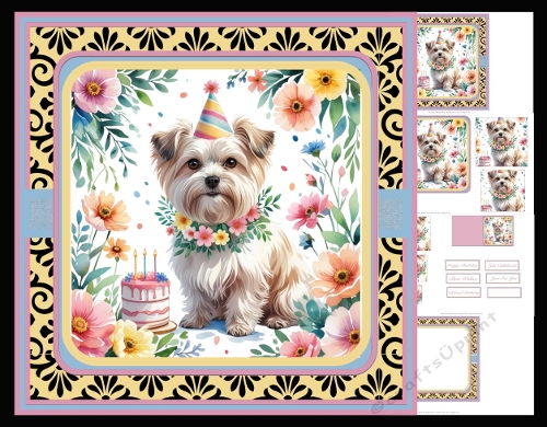 Birthday Party Puppy 8x8 Card