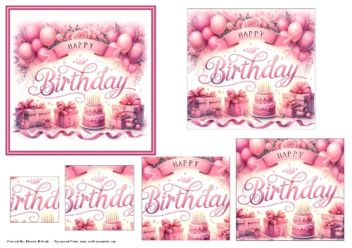 Pink Happy Birthday 5x5 Topper Pyramid