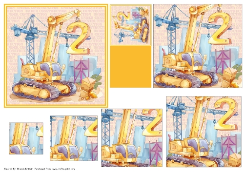2nd Birthday Construction 5 x 5 card with pyramid