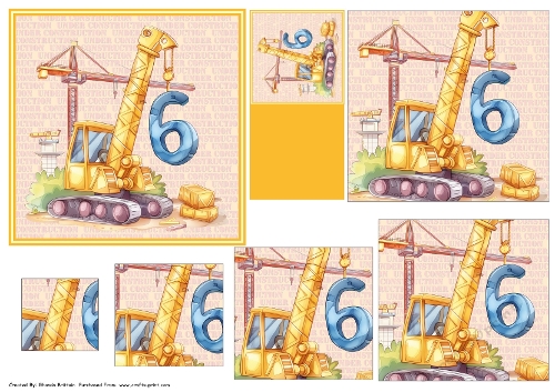 6th Birthday Construction 5 x 5 card with pyramid