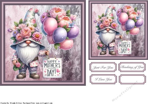Mothers Day Gnome Quick Card