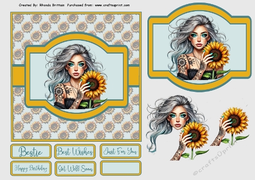 Sunflower Girl Quick Card Front