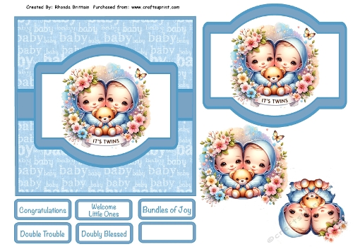 Twin Baby BoyPyramid Quick Card