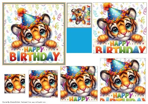Happy Birthday Tiger Pyramid Card