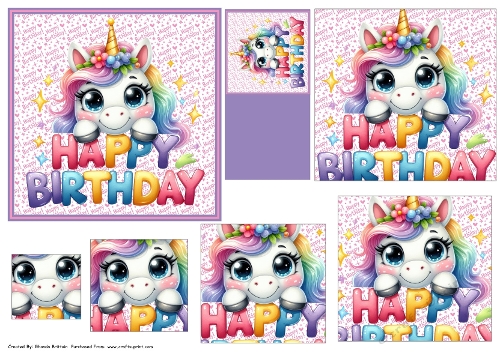 Happy Birthday Unicorn Pyramid Card