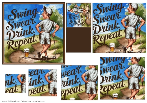 Swing Swear Drink Repeat Golf Pyramid Card
