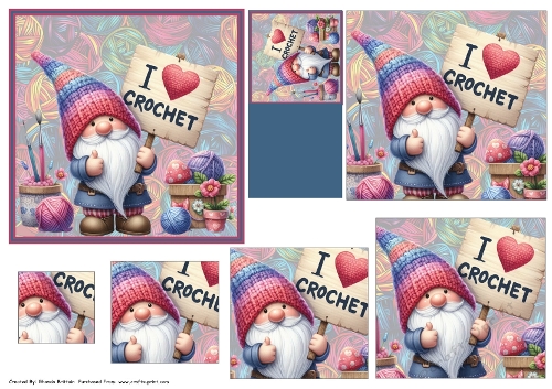 I Love Crochet Gnome Pyramid Card