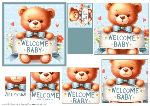 Welcome Baby Boy 5x5 Card Front and Pyramid
