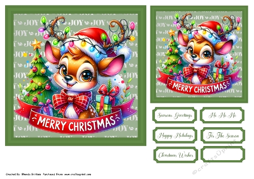 Merry Christmas Reindeer Topper