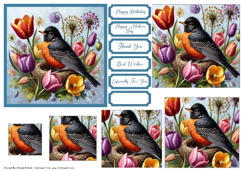 Black and Orange Bird on Flowers Pyramid