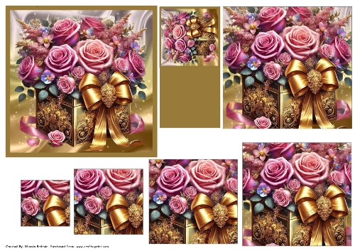 Elegant Gold Box of Flowers Pyramid