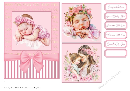 Baby Girl 1 Card 7x5