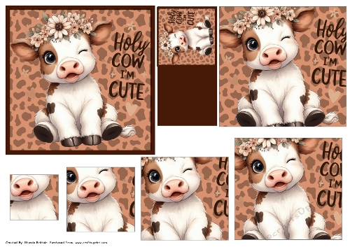 Holy Cow Im Cute Card Front and Pyramid